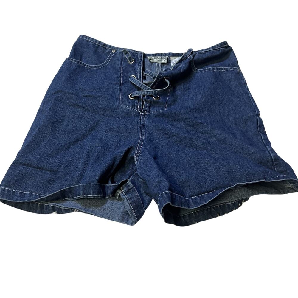 Vintage Amilano Collection Blue Y2K Lace Up Low Rise Shorts (7/8) Stretch Denim